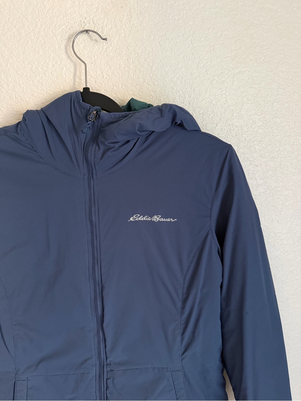 Eddie Bauer Women's Ignitelite Stretch Reversible Hooded Jacket M Green Blue - Picture 9 of 14